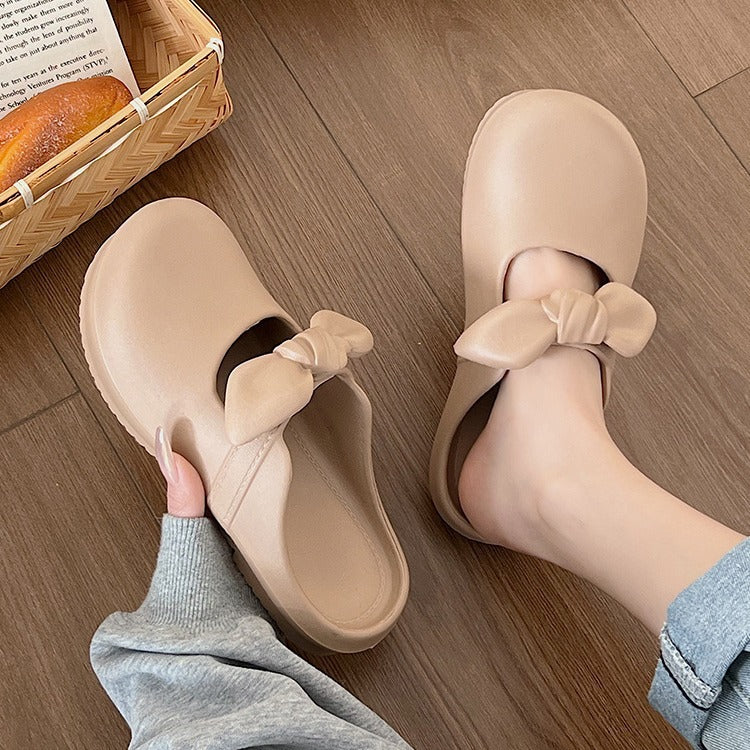 Closed-Toe Slippers Women's Summer Cute Soft Bottom Non-Slip Korean Style Student Fashion All-Match Outdoor Beach round Toe Slippers Women