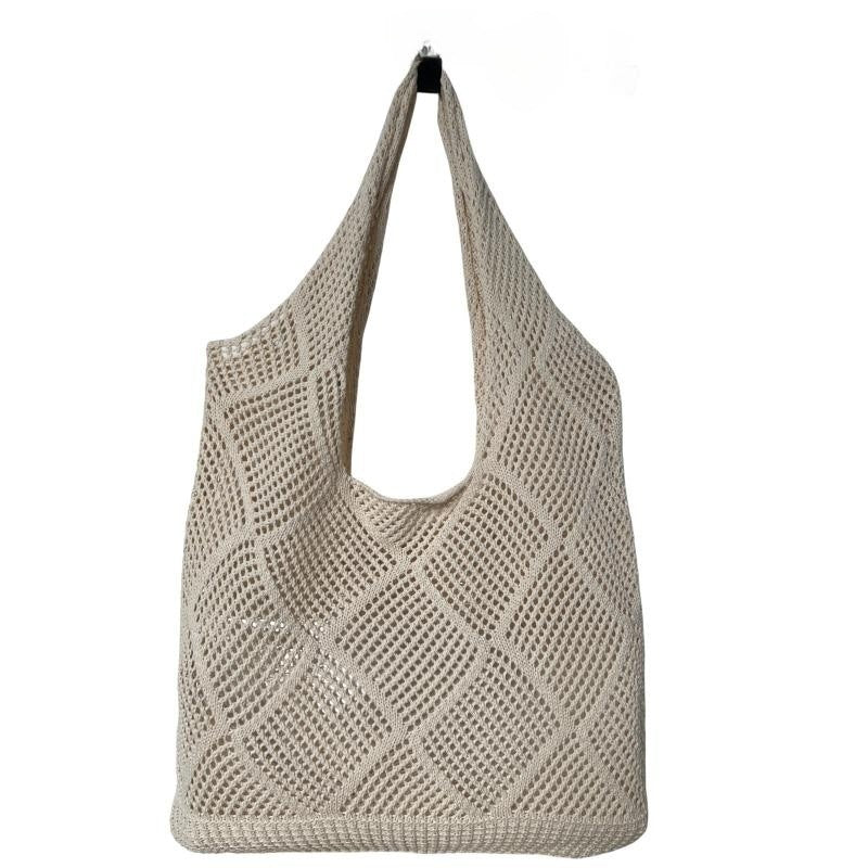 loveccr Cross-Border Knitted Bag Japanese and Korean Tote Bag Beach Bag Hollow Bag Shoulder Bag Woven Bag Ins Style