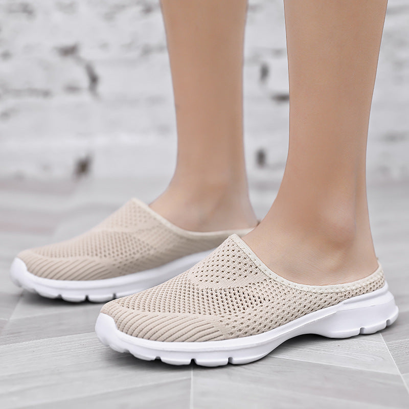 Slip-on Lazy Pump Half Slippers Women's Outdoor Summer Mesh Women's Walking Slippers