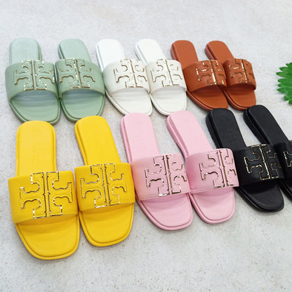 TB Slippers Women's  Summer New Slippers Beach Casual HOT and NEW Cross Border Leather Sandals Slippers