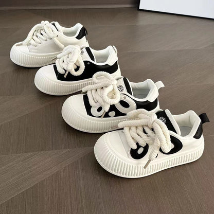 loveccr New Platform Casual Shoes Board Shoes Women's Black and White Panda White Shoes Women's Ins Student Fashionable Shoes Soft Bottom