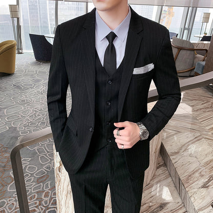 LOVECCR   Men's Casual Suit Korean Style Trendy Business Formal Wear Slim Fit Bridegroom Suit Jacket Best Man Wedding Dress