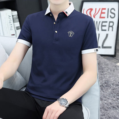 New Pearl Cotton Short-Sleeved Polo Shirt Men's Business Casual Half-Sleeved Men's T-shirt Men's Work Clothes Wholesale