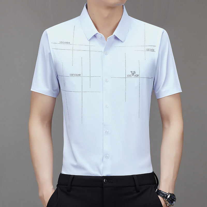 Summer New TikTok Same Style Men's Short-Sleeved Shirt Business Seamless Shirt