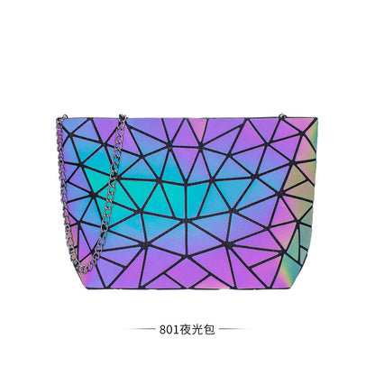 loveccr Cross-Border Bag  Three-Piece Handbag Fashion All-Match Shoulder Messenger Bag Geometric Luminous Bucket Bag