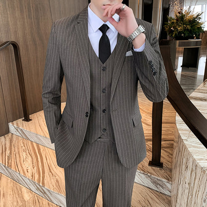 LOVECCR   Men's Casual Suit Korean Style Trendy Business Formal Wear Slim Fit Bridegroom Suit Jacket Best Man Wedding Dress