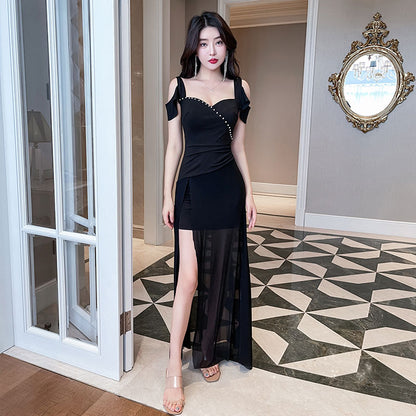 LOVECCR  Night Store Dress  Spring and Autumn New Sexy Evening Dress Sheath Pure Want to Slimming Foot Bath Foot Massage Work Clothes