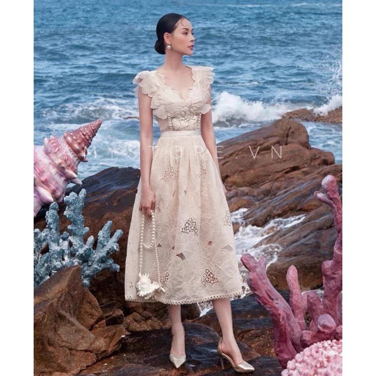 LOVECCR  In Stock Coral Ocean Princess Temperament Vietnam Niche Socialite Dress Small Dress Organza Fairy Dress