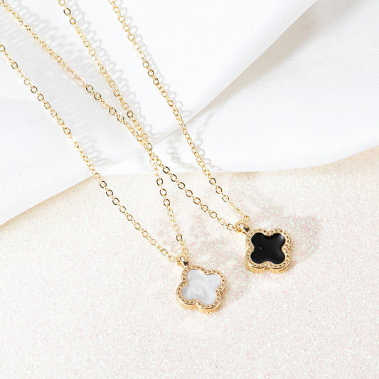 Clover Necklace for Women  Korean Style Elegant Simple and Fashionable Summer Wild Clavicle Chain Accessories Girlfriends Jewelry