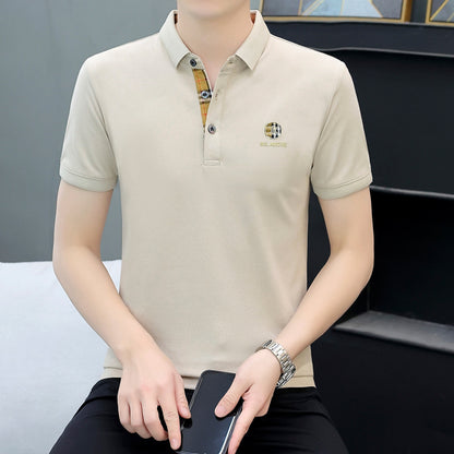 New Pearl Cotton Short-Sleeved Polo Shirt Men's Business Casual Half-Sleeved Men's T-shirt Men's Work Clothes Wholesale