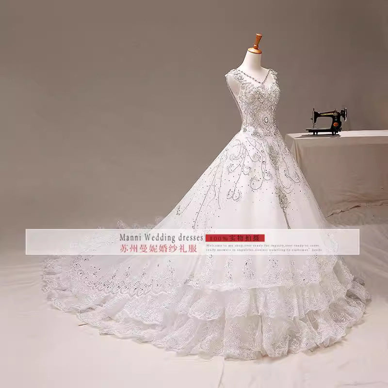 LOVECCR  New Foreign Trade Wedding Dress  Cross Border Bridal Wedding Luxury Rhinestone Wedding Dress Custom Wedding Dress