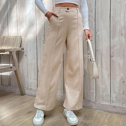 LOVECCR Hot new autumn 2025 women's clothing  foreign trade casual trousers foreign trade splicing commuter style wide-leg trousers