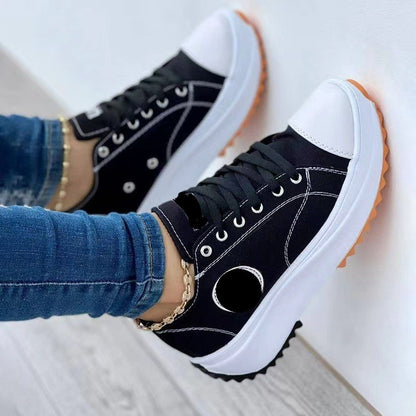 In Stock Shoes Women's Spring and Autumn  New Canvas Shoes Breathable High-Top Casual Women's Shoes Thick Bottom Lace-up Elevator Shoes