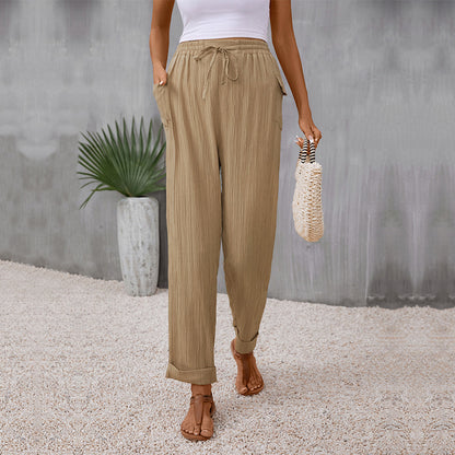 LOVECCR foreign trade elastic pants Hot autumn new 2025  pleated casual pants trousers