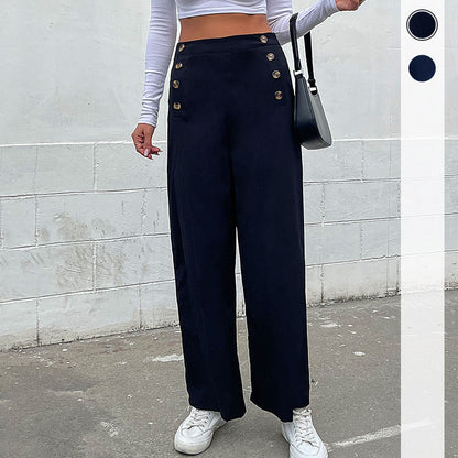 LOVECCR New Hot Trade Hot Autumn New 2025 Women's Long Pants  Solid Color Button Casual Pants Women