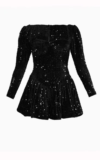 LOVECCR 24 Spring and Summer Cross-Border   Sequined Long Sleeve Sexy Women Clothing New Year Dress Jumpsuit Skirt 087