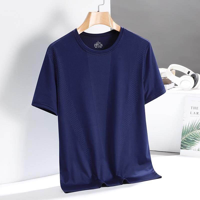 Daddy's Short Sleeve T-shirt Men's  New Ice Silk Slip Loose Breathable Summer Thin T-shirt for Middle-Aged and Elderly People