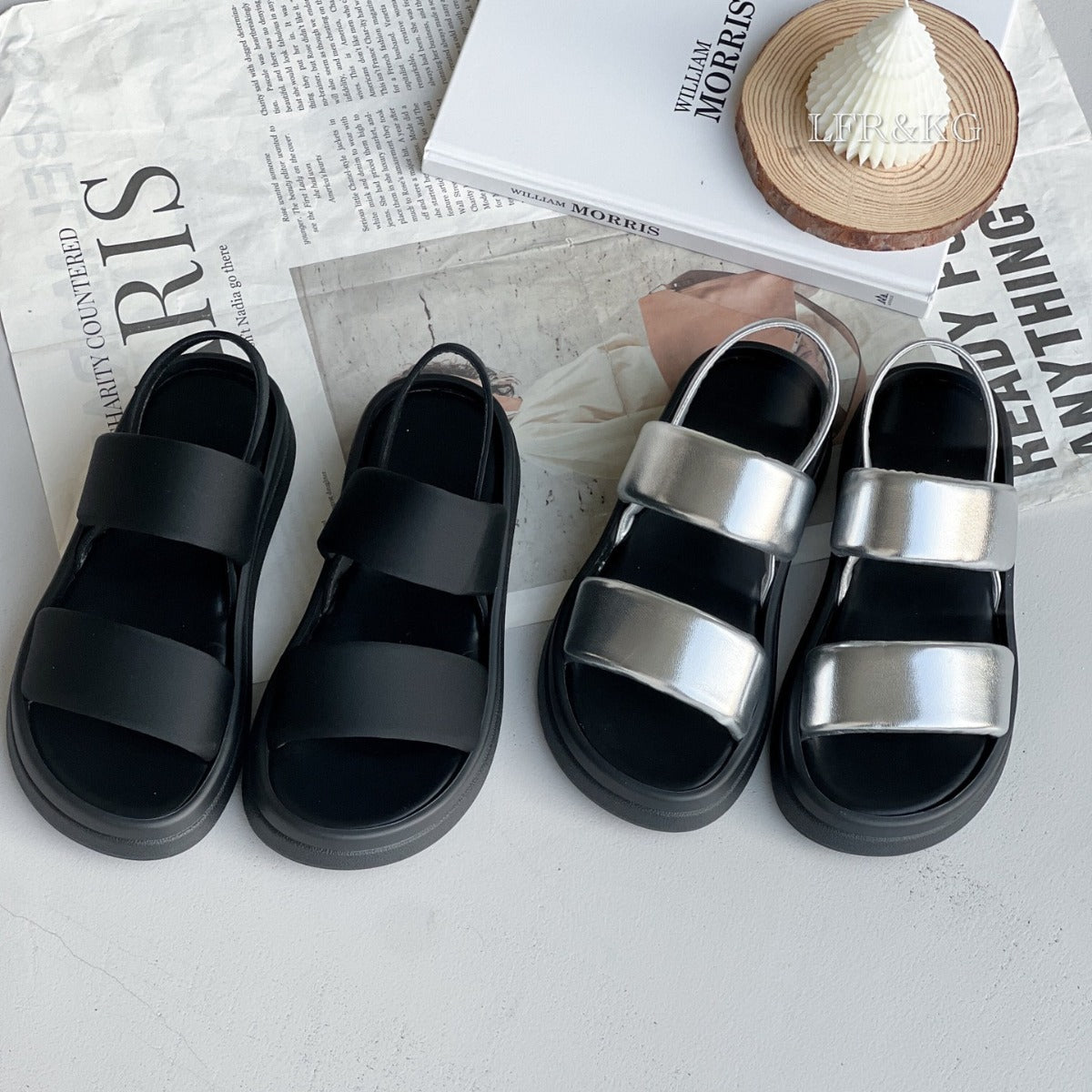 Women's Sandals  New Summer Outdoor All-Matching High-Grade Silver Sandals Women's Retro Casual Beach Shoes