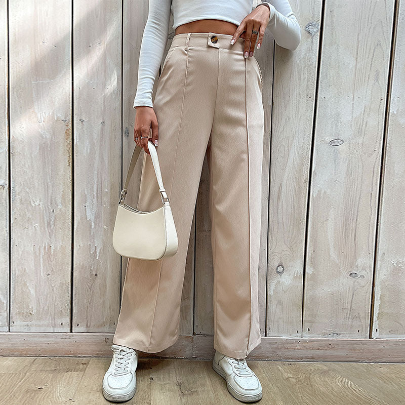 LOVECCR Hot new autumn 2025 women's clothing  foreign trade casual trousers foreign trade splicing commuter style wide-leg trousers