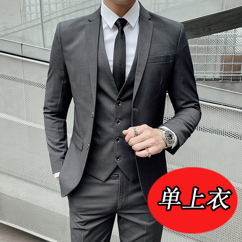 LOVECCR   Men's Spring and Autumn Men's Suit Suit Men's Korean-Style Slim Fit Business Suit Men's Three-Piece Wedding Bridesmaid Dress