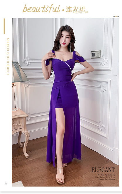 LOVECCR  Night Store Dress  Spring and Autumn New Sexy Evening Dress Sheath Pure Want to Slimming Foot Bath Foot Massage Work Clothes