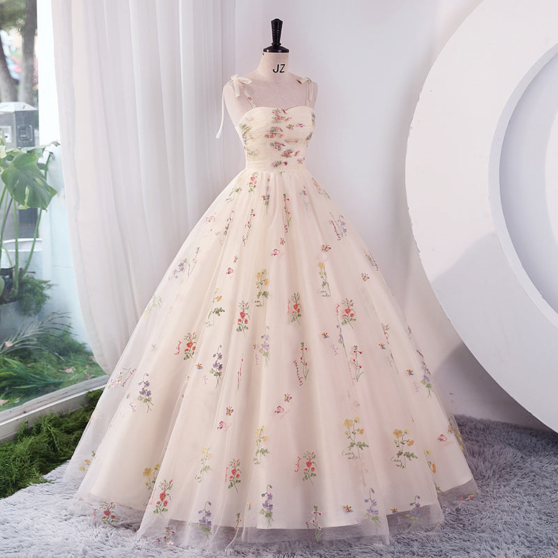 LOVERCCR  Evening Dress for Women  New Banquet Temperament Slimming Host Fairy Strap Art Exam Socialite Gathering Dress