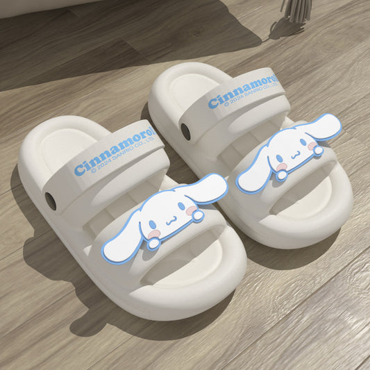 New Sanrio Cinnamoroll Babycinnamoroll Sandals Women's Summer Home Cartoon Soft Bottom Non-Slip Drooping Sandals Can Be Worn outside