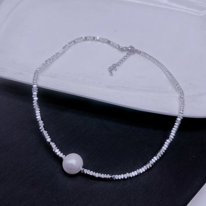 Small Pieces of Silver Pearl Necklace Korean Style Silver Temperamental Minority Design Short Pearl Necklace Non-Fading Female Necklace Wholesale