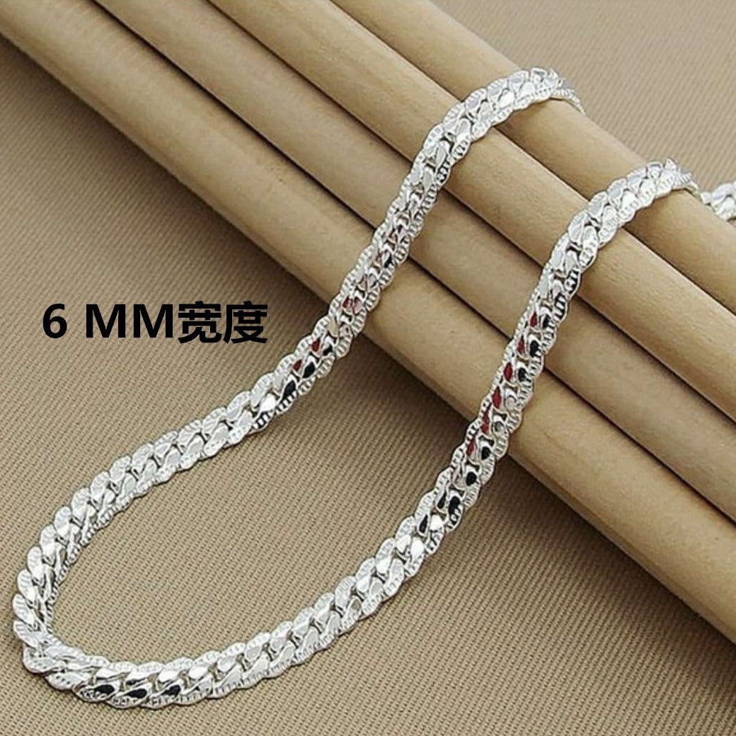 Foreign Trade Korean Jewelry Best Seller in HOT and NEW Jewelry 6mm Full Side Silver Plated Necklace Men's Cool Minimalism Casual