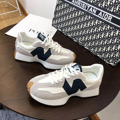 loveccr Small Waist Couple Style Cortez Female Trendy  Spring and Autumn New White Shoes Thick Bottom Casual Sports Dad Shoes