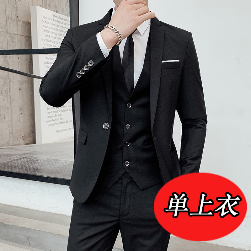 LOVECCR   Men's Spring and Autumn Men's Suit Suit Men's Korean-Style Slim Fit Business Suit Men's Three-Piece Wedding Bridesmaid Dress