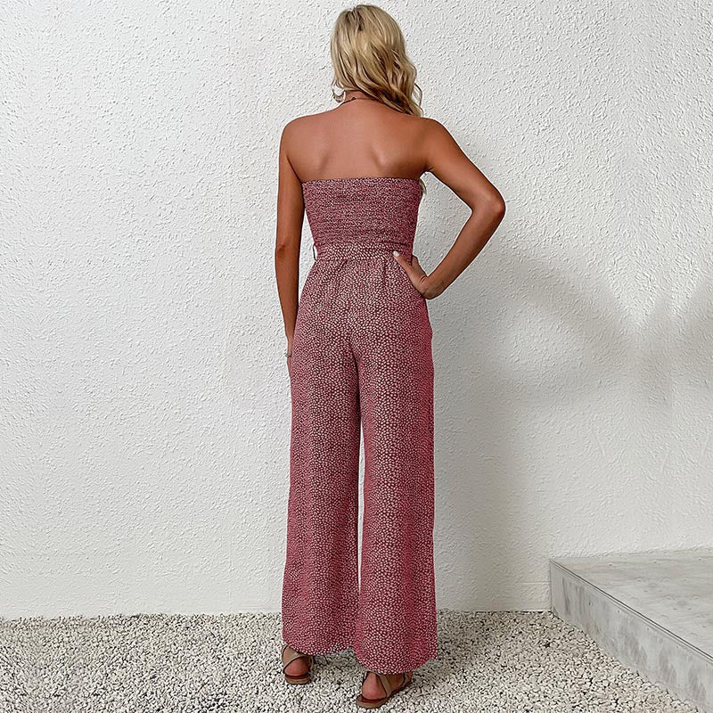 LOVECCR New  New Summer New Fashion 2025 Women's Clothing Chest Wrapped Lace Wide Leg Jumpsuit Women