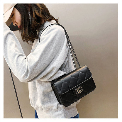 loveccr MUJI Women's Bag  New Women's Bag Chain Bag Small Square Bag Female Embroidered Line Shoulder Bag Messenger Bag Female Small Bag