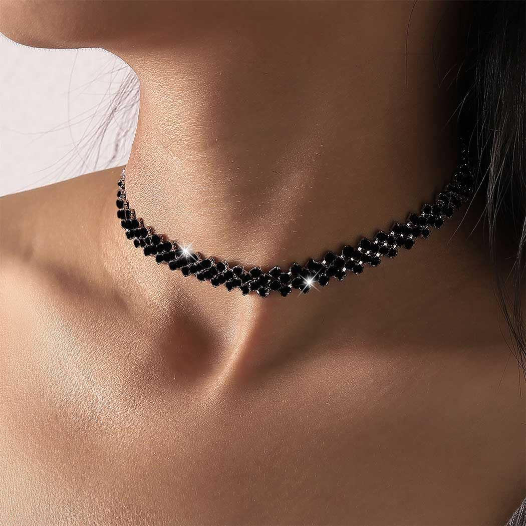 Simple Full Diamond Necklace Choker Collar Japan and South Korea Internet Hot Personalized Clavicle Chain Wholesale Trend Necklace Fashion Necklace