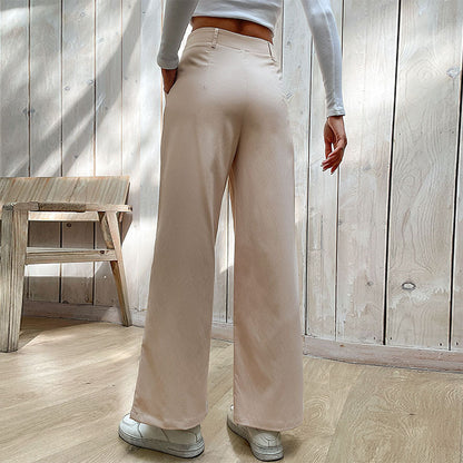 LOVECCR Hot new autumn 2025 women's clothing  foreign trade casual trousers foreign trade splicing commuter style wide-leg trousers