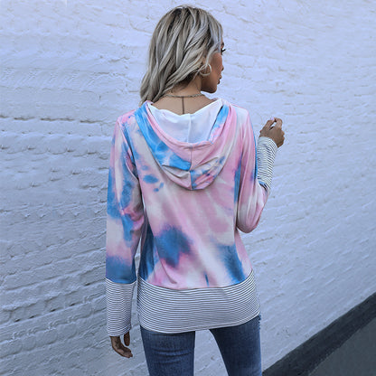 LOVECCR New  popular Autumn New Hoodie Pullover Loose 2025 Hooded Tie-dye Sweater Women