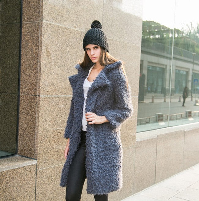 LOVECCR winter new lamb wool coat women's Hot lapel woolen medium and long coat cotton coat