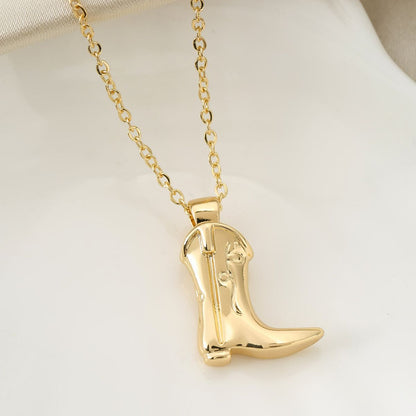 Cross-Border New Arrival Fashion Women's Accessories Personalized Cowboy Boot Pendant HOTan and NEWn Retro Easy Matching Necklace High-Grade Clavicle Chain