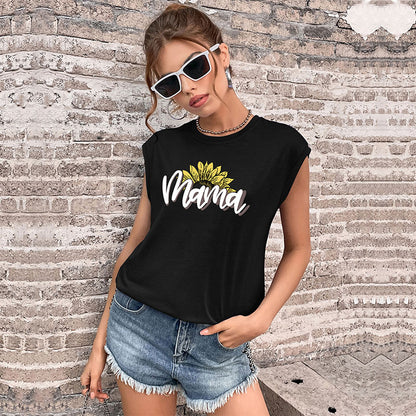 LOVECCR New popular Summer South East Asia Vest Crew Neck Printed Top Guangzhou Sleeveless Letter T-Shirt Wholesale