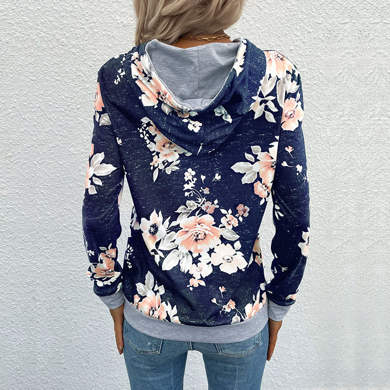 LOVECCR Strictly selected  New  popular Early Spring New Middle Eastern Women's Clothing Pullover Printed Pocket Hooded Sweater