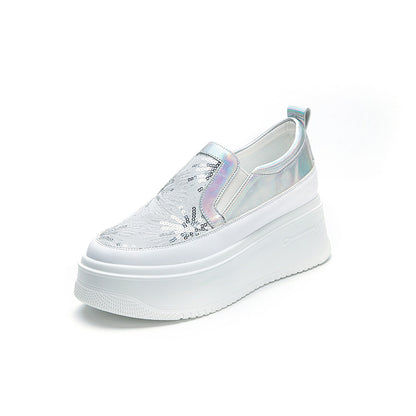 loveccr White Shoes for Women  New Korean Style Heightened Sneakers Pumps Spring and Autumn Casual White Women's Shoes