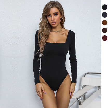 LOVECCR  foreign trade explosion Hot new 2025 bottoming jumpsuit slim square collar sexy jumpsuit women