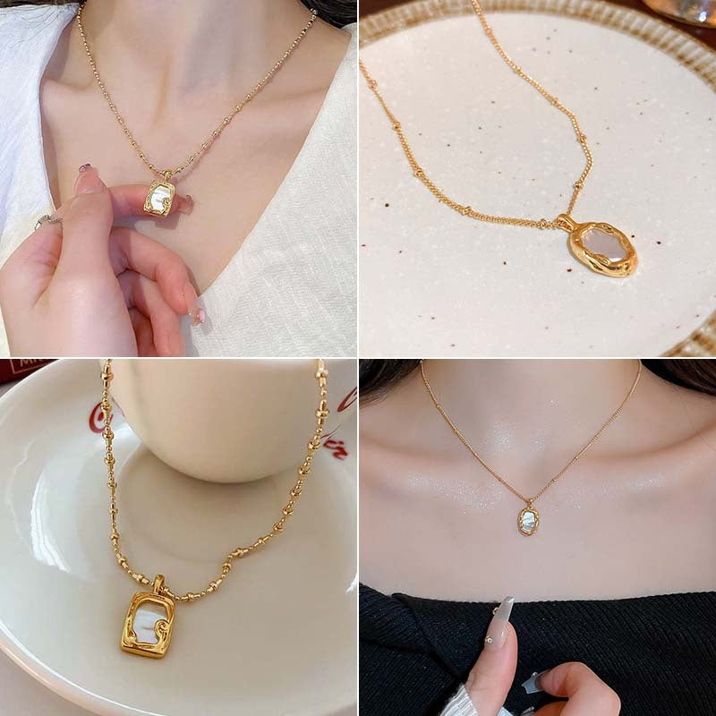 LOVECCR Retro Simple Pendant Necklace Women's All-Match Fashion Sweater Chain Personality Metallic New Accessories High-Grade Sense Niche