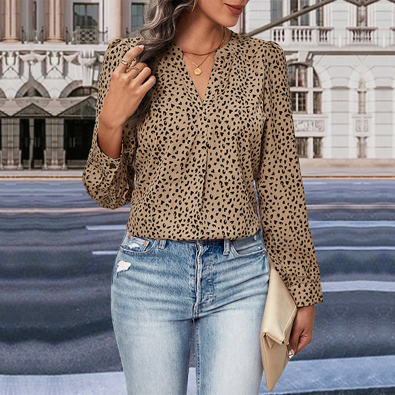 LOVECCR New Hot Trade Wholesale Hot Autumn New 2025 Women's  Long Sleeve Leopard Print Shirt Women