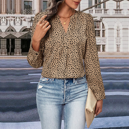 LOVECCR New Hot Trade Wholesale Hot Autumn New 2025 Women's  Long Sleeve Leopard Print Shirt Women