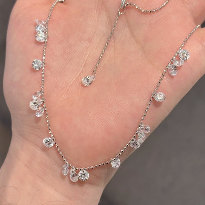 S925 Sterling Silver Sparkling Star River Bright Loose Diamond Starry Necklace Super Fairy Star Drop Pendant Full Diamond Clavicle Chain