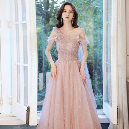 LOVECCR  Pink Evening Dress  Spring New Banquet Temperament Socialite Birthday Catwalk Fairy New Year's Day Party Evening Dress