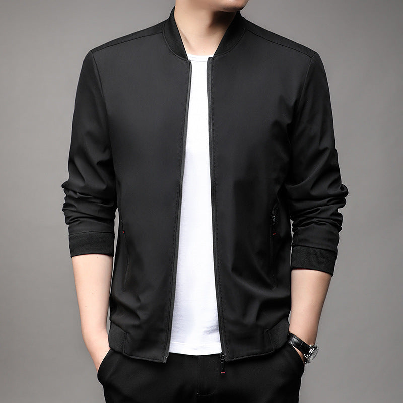 Spring New Middle-Aged Men's Business Casual Baseball Collar Jacket Jacket All-Matching Men's Clothing Dad Jacket