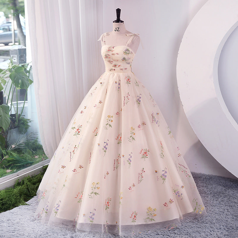 LOVERCCR  Evening Dress for Women  New Banquet Temperament Slimming Host Fairy Strap Art Exam Socialite Gathering Dress