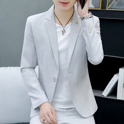 LOVECCR   Suit Men's One Suit Matching Summer Korean Style Trendy Fashion Dress 3/4 Sleeve Non-Ironing Casual Small Suit